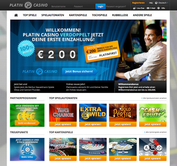 Platin Casino Webseite